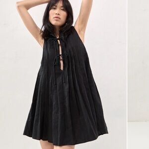 VRG GRL Valeria 100% linen mini dress black XS